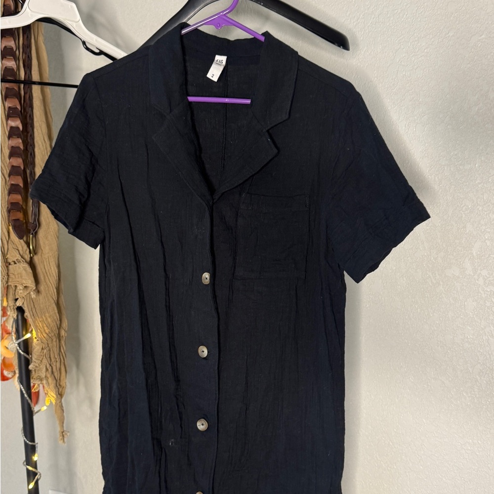 H&M Black Short Sleeve Swim Coverup